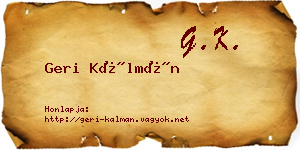 Geri Kálmán névjegykártya